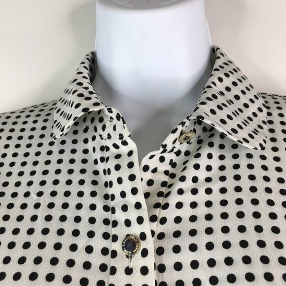 Karl Lagerfeld Polka Dot Blouse Neck Tie Top Size S - Picture 5 of 14